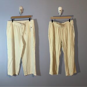 Old navy lot of 2 pairs linen pull on pants tan and white nwt size XL Wide leg